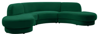 Rosa Velvet Upholstered 3-Piece Sectional, Green