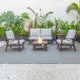 LeisureMod Walbrooke Patio Conversation Set With Fire Pit Table, Light Grey