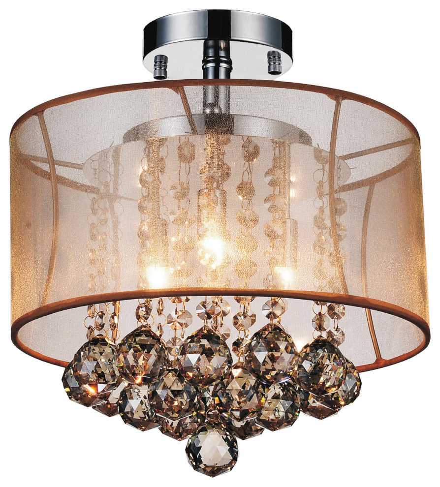 Radiant 3 Light Drum Shade Flush Mount With Chrome Finish