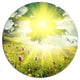 Mountains Pasture Under Bright Sunset, Landscape Round Wall Art, 11"