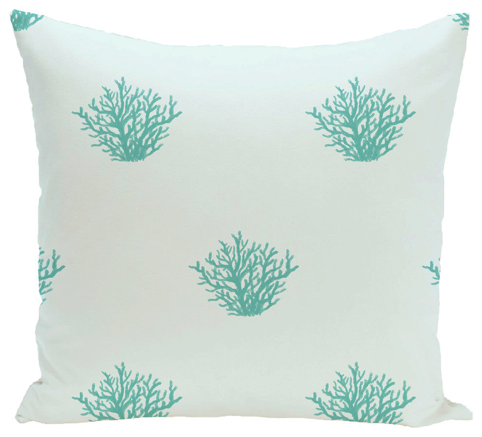 Coral Corral Coastal Print Pillow, Jade, Soft Aqua, Aqua, 20"x20"