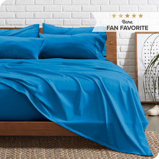 Bare Home 6-Piece Microfiber Sheet Set, Medium Blue, Full