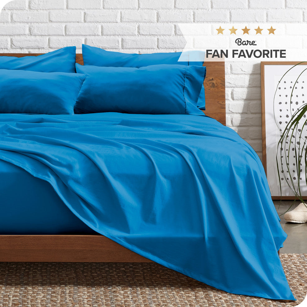 Bare Home 6-Piece Microfiber Sheet Set, Medium Blue, Full