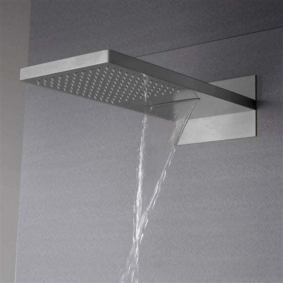 Favara 22" Brushed Nickel Rainfall Shower System With Handheld Shower, Non Led