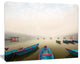 Moving Boats in Mountain Lake, Boat Canvas Art Print, 20"x12"