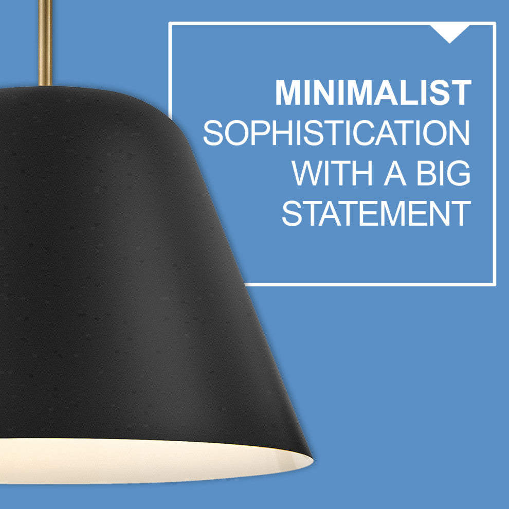 Lark Madi 16" Medium Pendant Light, Black + Lacquered Brass