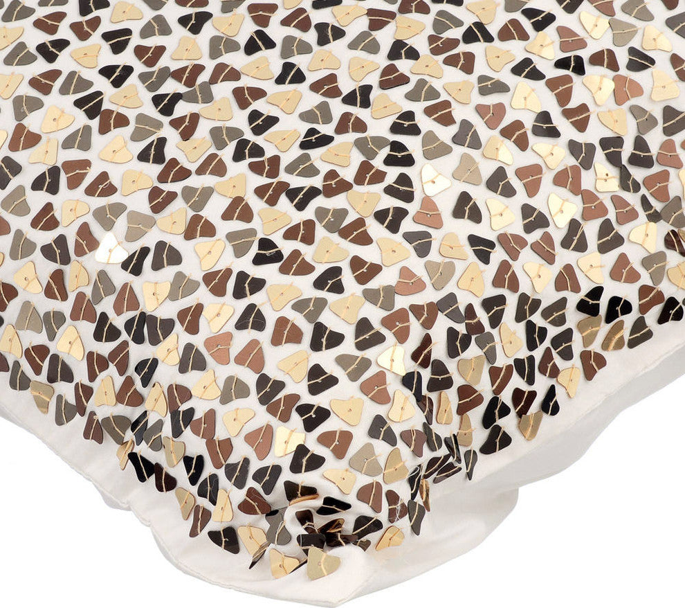 Ivory Throw Pillow Covers 16"x16" Silk, Metallic Fusion