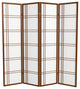 6'' Tall Double Cross Shoji Screen, Walnut, 4 Panels