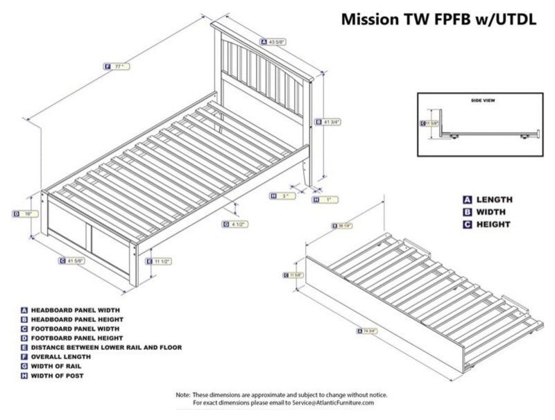 Mission Flat Panel Footboard With Urban Trundle, Espresso, Twin