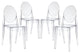 Modern Urban Kitchen Clear Dining Chairs Set of 4 Clear, Outdoor and Indoor