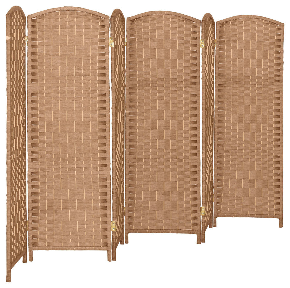 4 ft. Short Diamond Weave Fiber Room Divider Natural 6 Panel