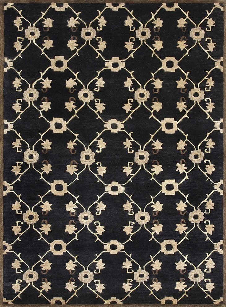 Wool & Viscose Hand Tufted Yakima YA-01 Area Rug, Black, 9'3"x13'