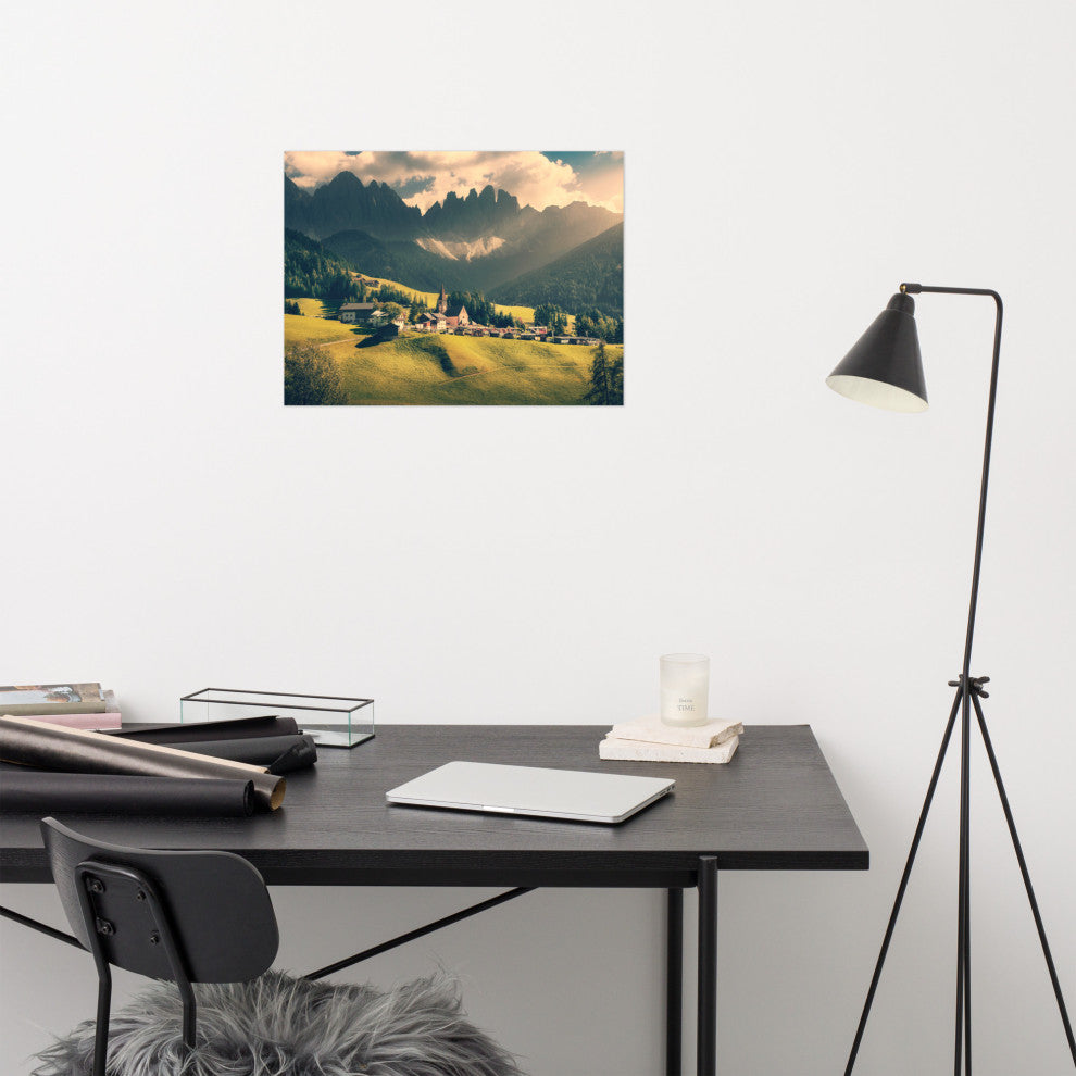 Sun Rays and Santa Maddalena Landscape Photo Loose Wall Art Prints, 18" X 24"