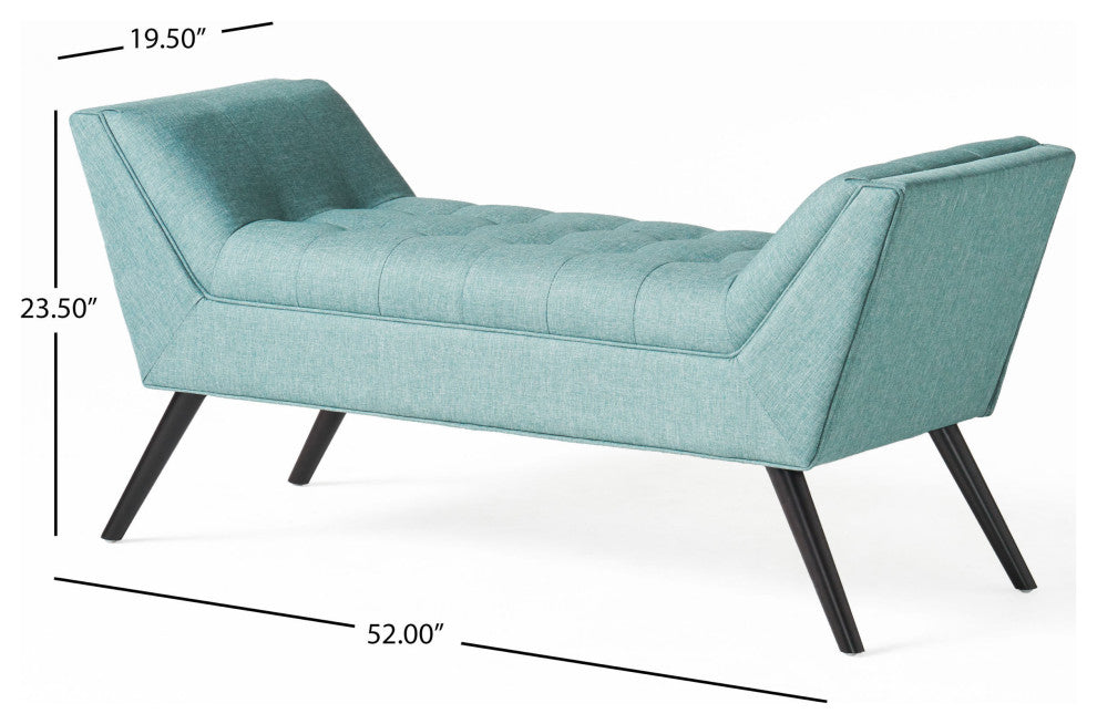 GDF Studio Rouvo Blue Fabric Ottoman Bench