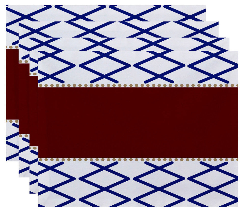 18x14-inch, Knot Fancy, Geometric Print Placemat, Red (Set of 4)