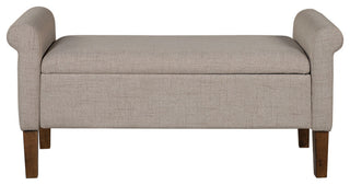 510 Design Aubrey Upholstered Storage Bench, Cream, Bench