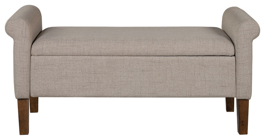 510 Design Aubrey Upholstered Storage Bench, Cream, Bench