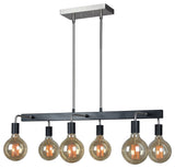 Ethan 6-Light Linear Pendant, Satin Nickel and Black