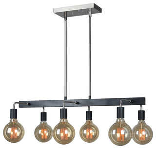 Ethan 6-Light Linear Pendant, Satin Nickel and Black