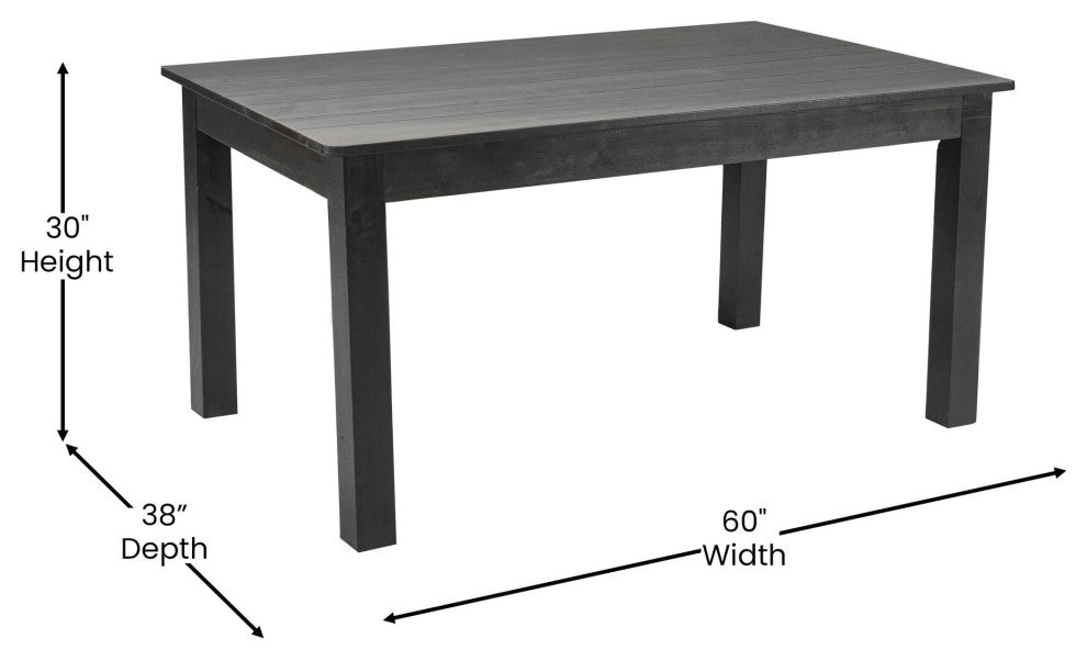 60x38 Black Wash Farm Table