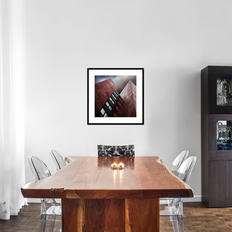 "Facade Rouge" Framed Digital Print by Gilbert Claes, 30x30"