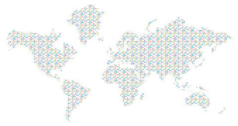 Studio Map Mural, Pastel Multicolored Dots, Peel and Stick, 3 Panels, 124"x60"
