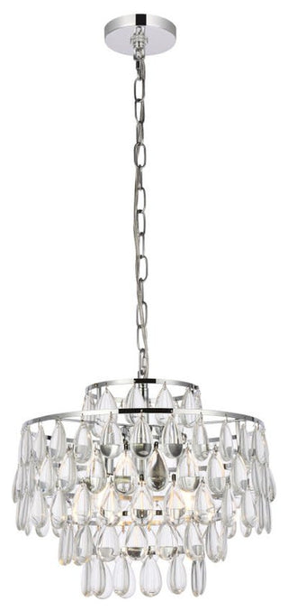Elegant Lighting 1102D16 Mila 3 Light 16"W Crystal Pendant - Chrome