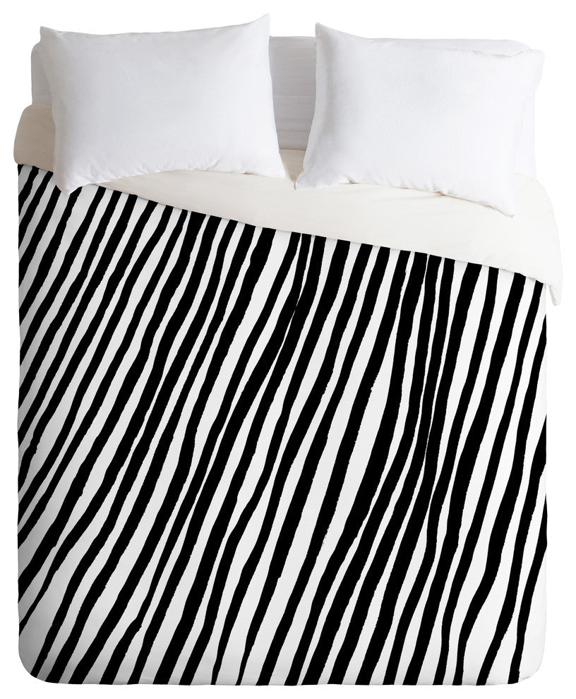 Georgiana Paraschiv Diagonal Stripes Black Duvet Cover Set, Twin XL