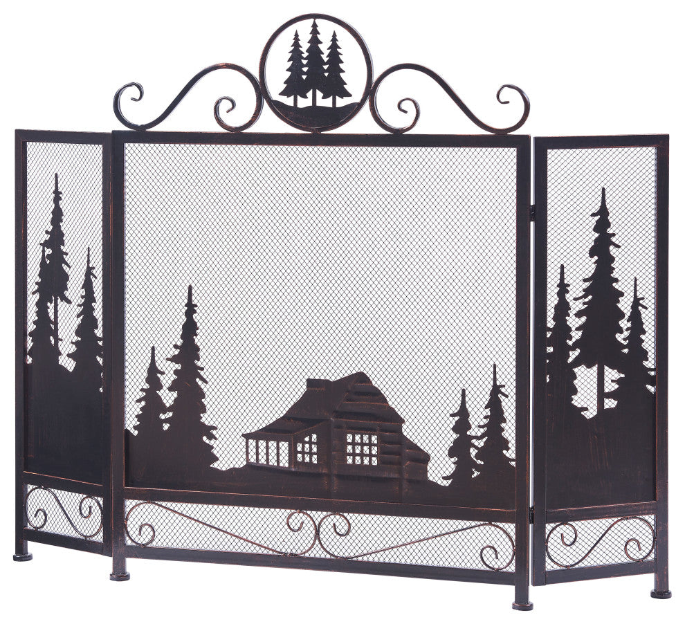 Three Panel Foldable Iron Fireplace Screen