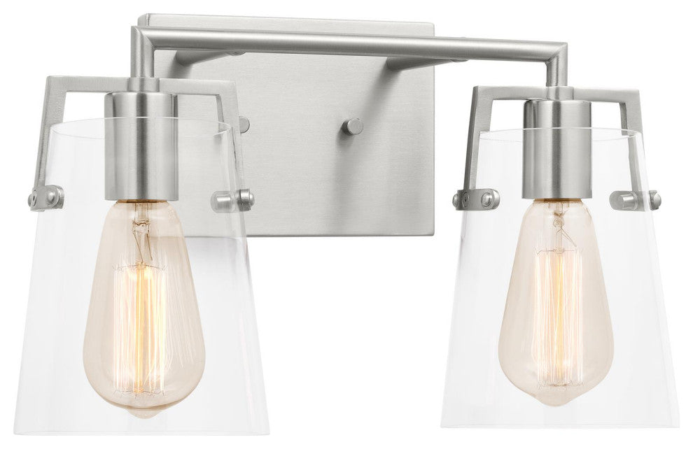 Crofton 2 Light Bath, Brushed Steel