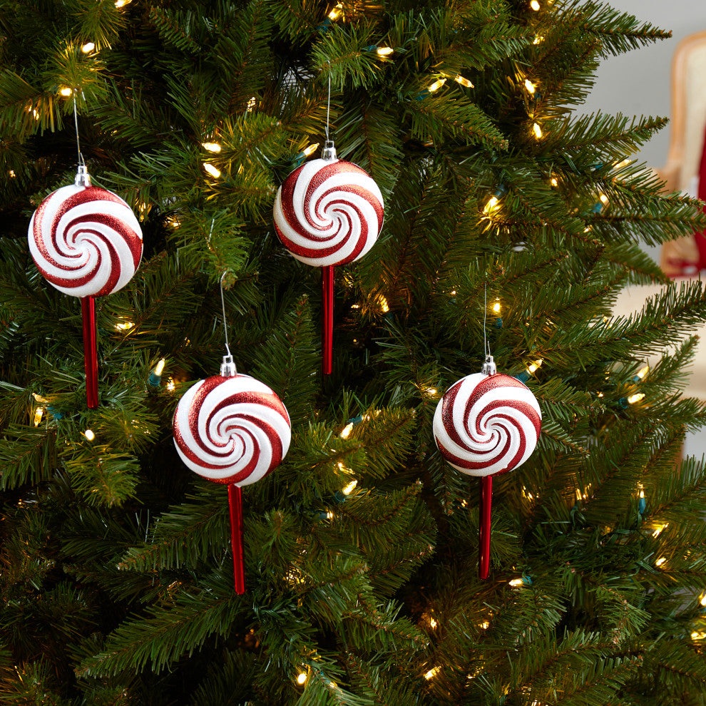 7" Candy Cane Lollipop Holiday Deluxe Christmas Shatterproof Ornament Set of 4