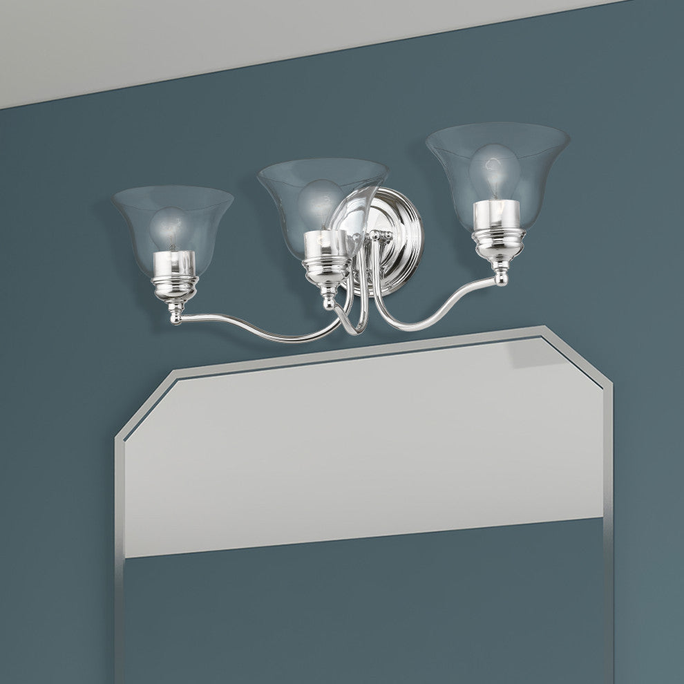 Moreland 3 Light Polished Chrome Vanity Sconce With Clear Glass