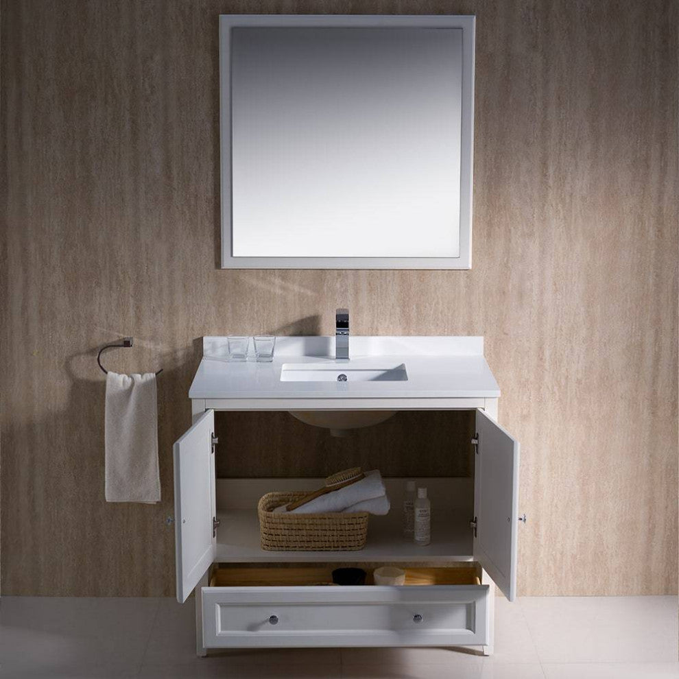 Fresca FVN2036AW Oxford 36" Antique White Traditional Bathroom Vanity