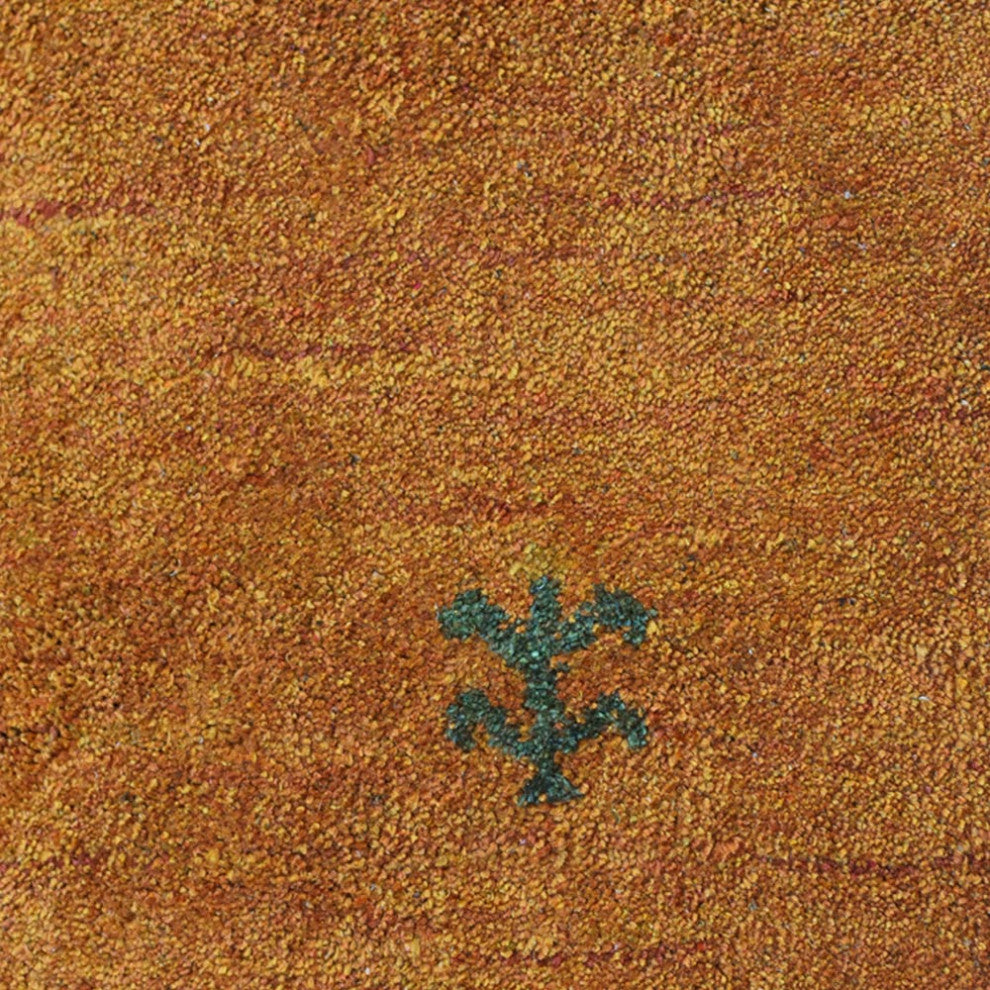 Hand Knotted Loom Silk Mix Area Rug Contemporary Orange, [Rectangle] 6'x9'