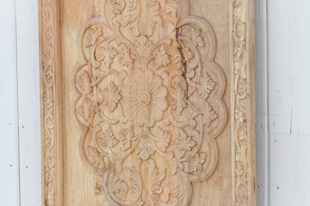 Reclaimed Wood Floral Medallion Wall Panel