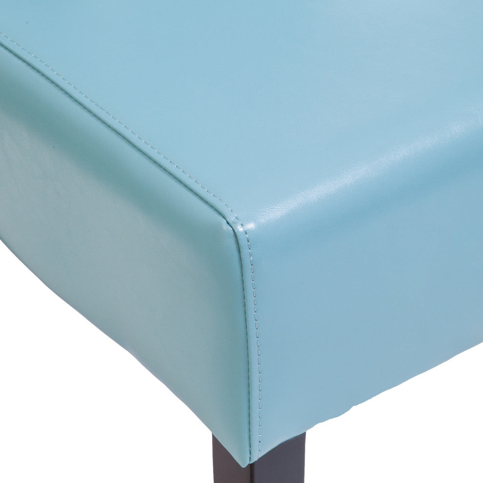 GDF Studio Alexander Leather Dining Chairs, Set of 2, Teal Blue