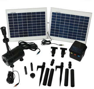 Sunnydaze Solar Pump and Solar Panel Kit with Battery and LED Light - 396 GPH