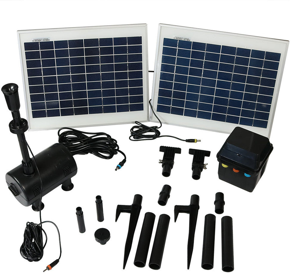 Sunnydaze Solar Pump and Solar Panel Kit with Battery and LED Light - 396 GPH