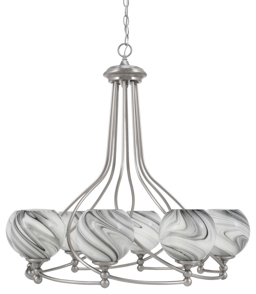 Capri 8-Light Chandelier, Brushed Nickel/Onyx Swirl