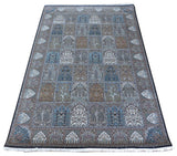 6'9x10'1 Handmade Multi Colored Garden Tabriz With Silk Oriental Rug