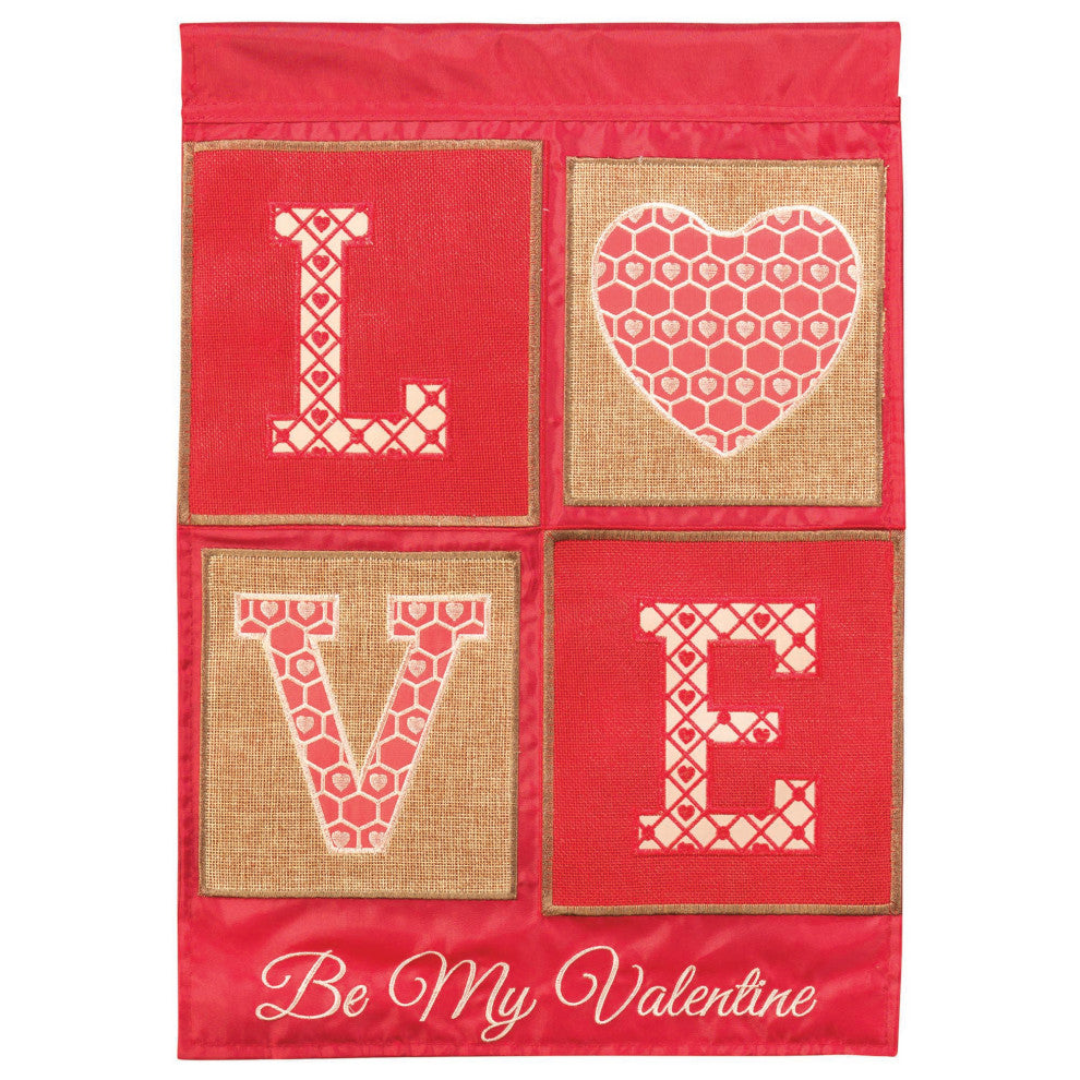 Flag Love Burlap Polyester 13x18