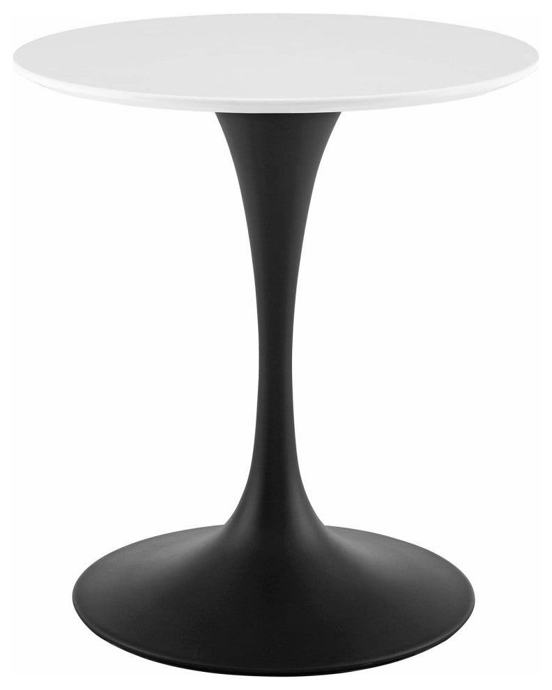 Modern Designer Kitchen Room Round Dining Table, Wood Metal Steel, Black White