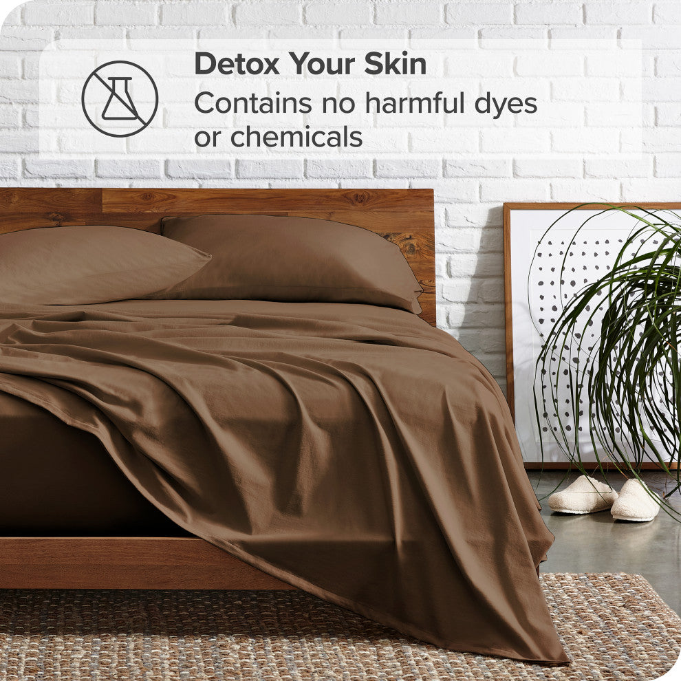 Bare Home Twin XL 1800 Microfiber Sheet Set, Cocoa
