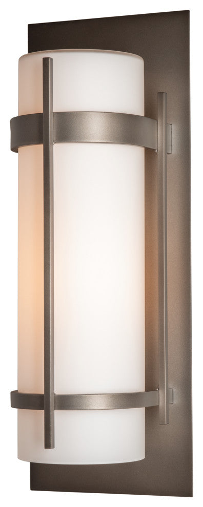 Banded Large Outdoor Sconce, Coastal Dark Smoke Finish, Opal Glass