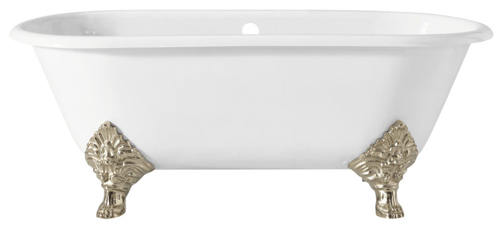 Cheviot Products Carlton Cast Iron Bathtub With Rolled Rim, Polished Nickel