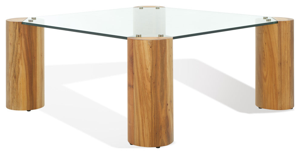 Safavieh Couture Robbie Square Glass Coffee Table, Natural