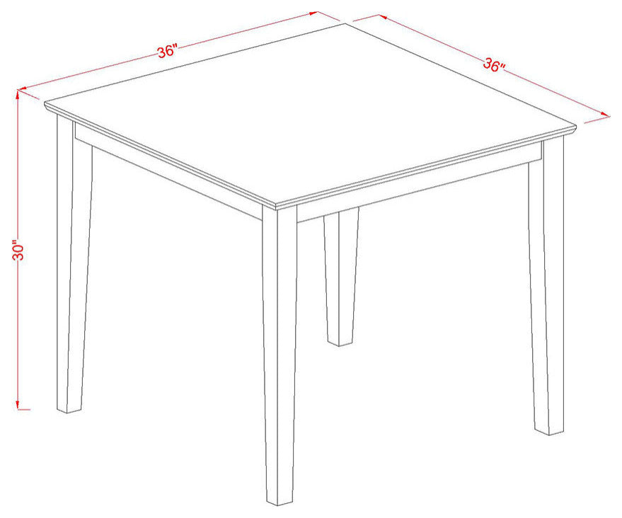 Oxda5-Lwh-W 5Pc Square 36 Inch Table And 4 Vertical Slatted Chairs