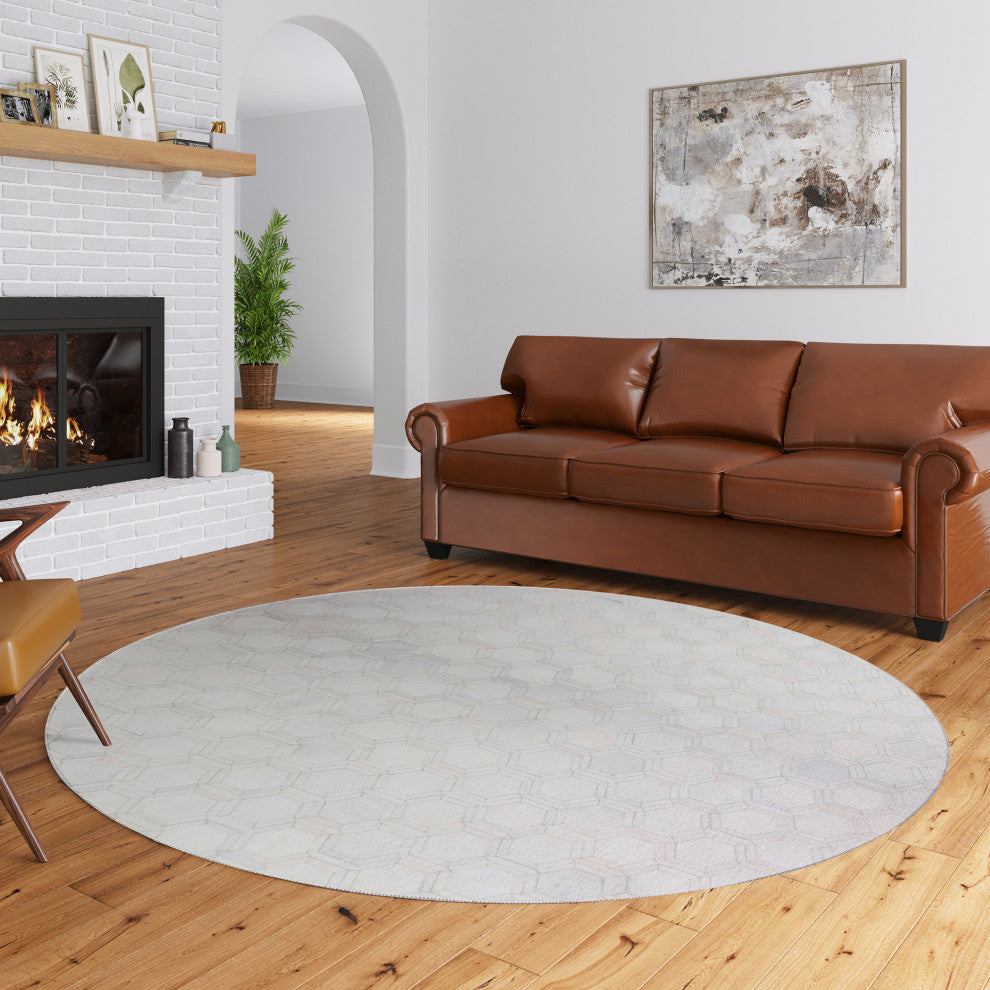 Indoor/Outdoor Stetson SS1 Linen Machine Washable 10' x 10' Round Rug