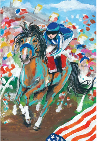 Derby Day Print Polyester Garden Flag