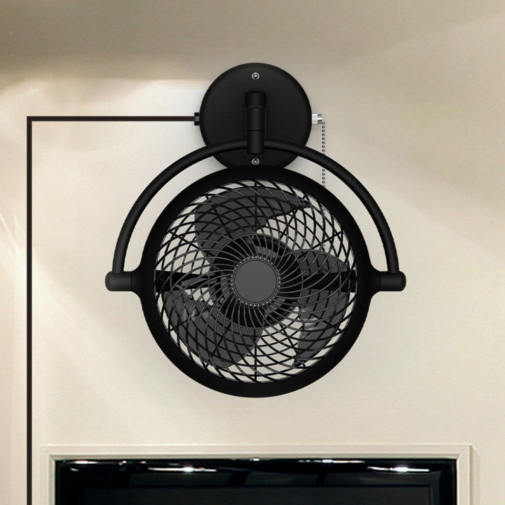 Whose Lamp 8-inch Wall Fan Walnut Finish, Black
